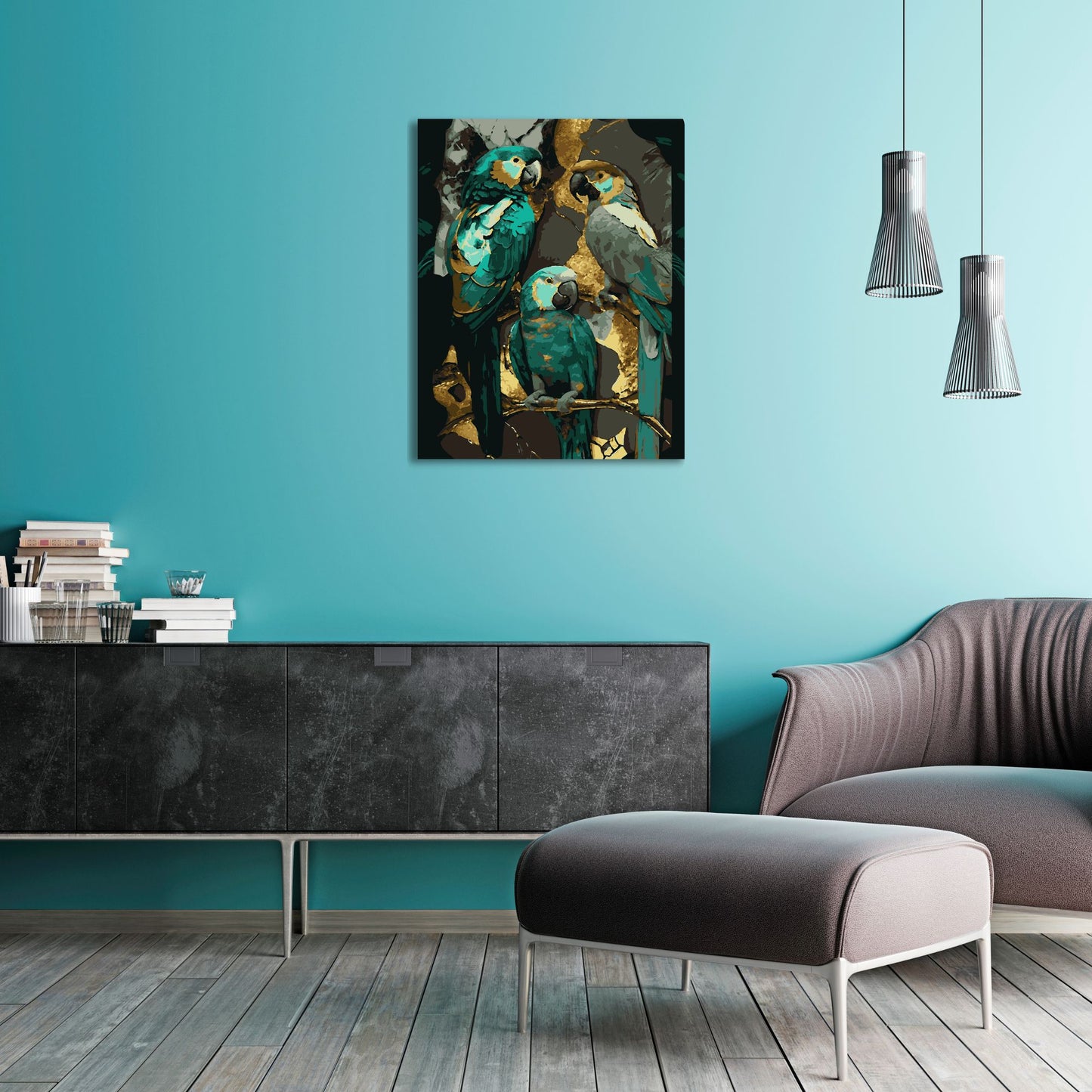 The Golden Parrots | Painting by numbers 40x50cm